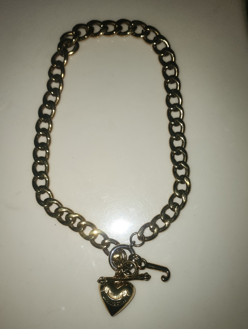 Juicy Couture Gold-Tone Chain Necklace with Heart Toggle Charm